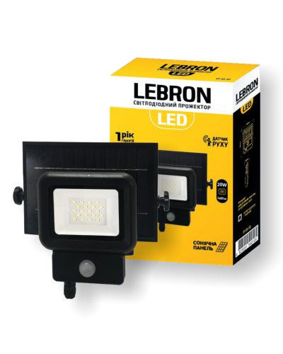 Автономный прожектор на солнечных батареях с датчиком движения LEBRON LF-30Solar, 30W LED, 2100Lm, 6500К (17-16-30)