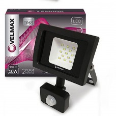 LED прожектор Velmax с датчиком движения, 10W, 900Lm, 6200K (00-25-11)