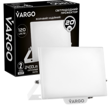 LED Прожектор VARGO Premium 20W, 2400lm, 120lm/w, IC Driver, 2 роки гарантія, білий (118920)