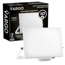 LED Прожектор VARGO Premium 10W, 1200lm, 120lm/w, IC Driver, 2 роки гарантія, білий (118919)