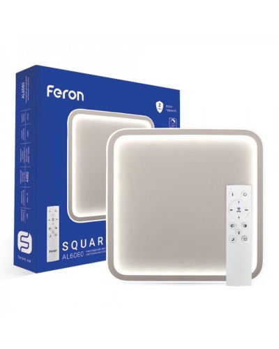 Светодиодная люстра с пультом Feron AL6080 SQUARE 70Вт 3000-6500К IP20 (40278)