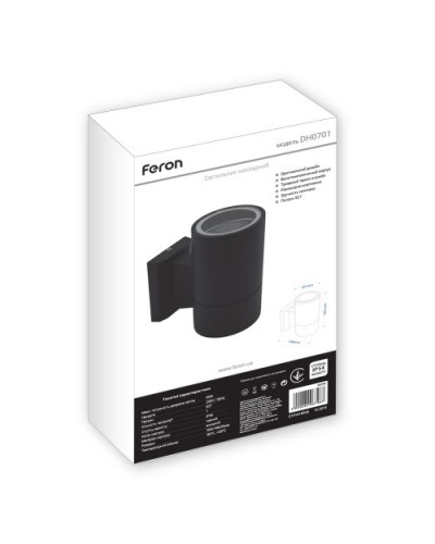 Архітектурний накладний світильник Feron DH0701 під лампу чорний (06296)