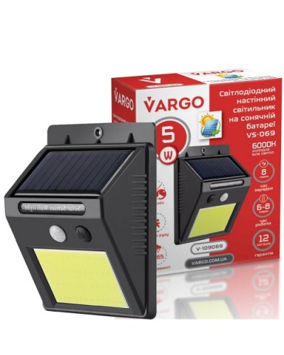 LED светильник на солнечной батарее VARGO 5W с д/р (109069)