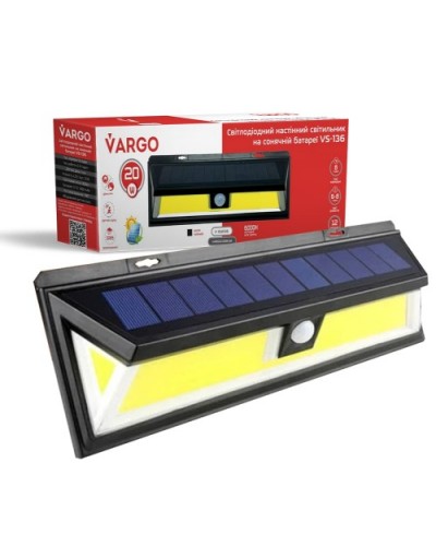 LED світильник на сонячній батареї VARGO 20W СOB з д/р (102136)