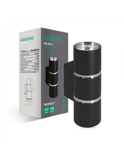 Накладний настінний світильник Ardero ML389-2 BAMBOO GU10 чорний+хром (80254)