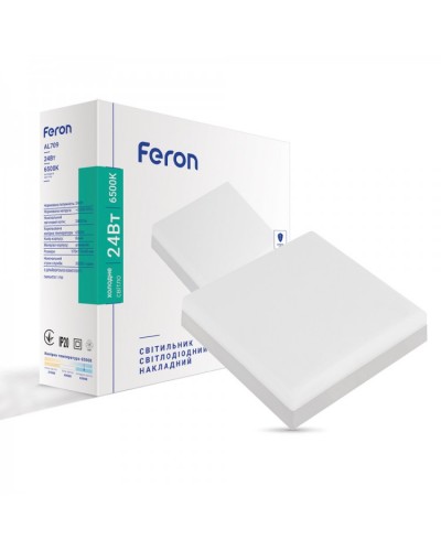Накладной светодиодный светильник Feron AL709 24Вт 6500К 20 белый (01917)