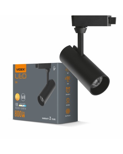 LED светильник трековый VIDEX 10W 4100K черный (VL-TR04-104B)