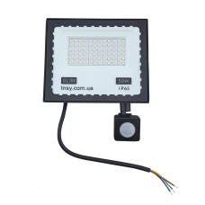 Прожектор LED 50W ULTRA Slim 220V 4500Lm 6500K IP65 с датчиком движения TNSy (TNSy5000516)