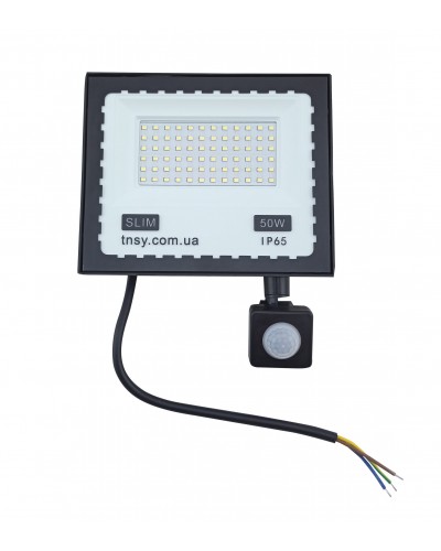 Прожектор LED 50W ULTRA Slim 220V 4500Lm 6500K IP65 с датчиком движения TNSy (TNSy5000516)