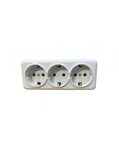 Розетка внешней установки 3-я ж/к белая IP20 TNSy Lemur TNSy (TNSy5000986)