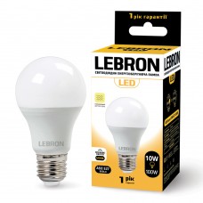 LED лампа LEBRON L-A60, 10W, Е27, 4100K, 900Lm, СВЧ датчик движения (11-11-84)