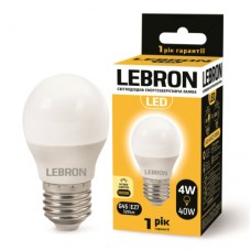 LED лампа LEBRON L-G45, 4W, 220V, Е27, 3000K, 320Lm (11-12-41)