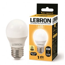LED лампа LEBRON L-G45, 6W, 220V, Е27, 3000K, 480Lm (11-12-49)