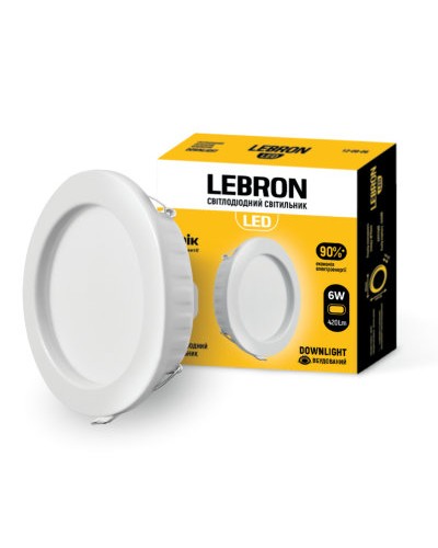 LED светильник LEBRON L-DR-641, 6W, 420Lm, 4100K, встроенный (12-08-06)