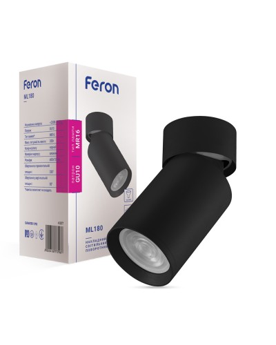 Накладной поворотный светильник Feron ML180 черный (41877)