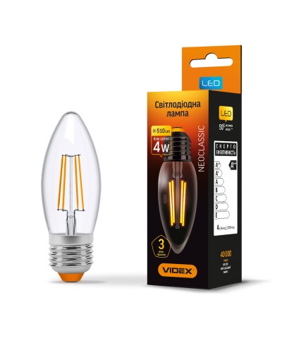 Светодиодная лампа VIDEX Filament C37F 4W E27 4100K (VL-C37F-04274)