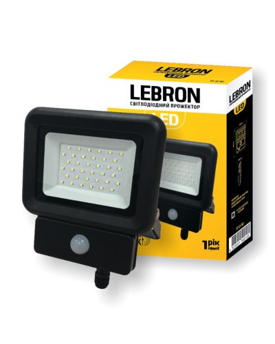 LED прожектор LEBRON LF-20S 20W 6500K 1600Lm 230V датчик движения ІР65 (17-12-20)