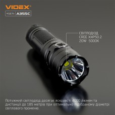 Портативный светодиодный фонарик VIDEX 4000Lm 5000K (VLF-A355C)