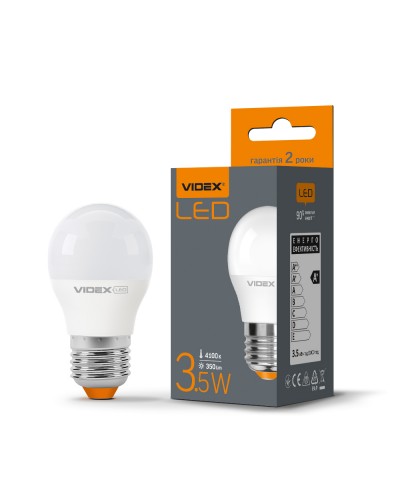 LED лампа VIDEX  G45e 3.5W E27 4100K (VL-G45e-35274)