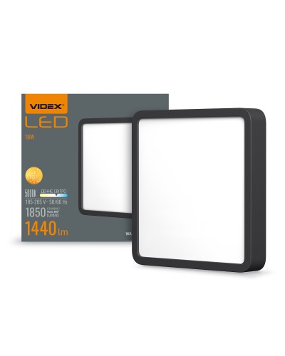LED Светильник накладной квадрат VIDEX 18W 5000K Black VL-DLSS-185B (27801)