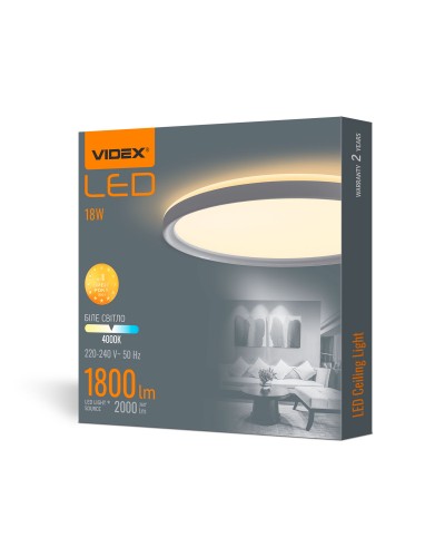 LED світильник з декоративною підсвіткою VIDEX 18W 4000K Білий (VL-DL3R-184W)