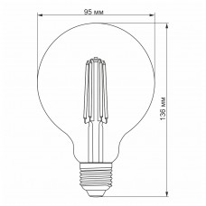 Светодиодная лампа VIDEX Filament G95FAD 7W E27 2200K димерная бронза (VL-G95FAD-07272)